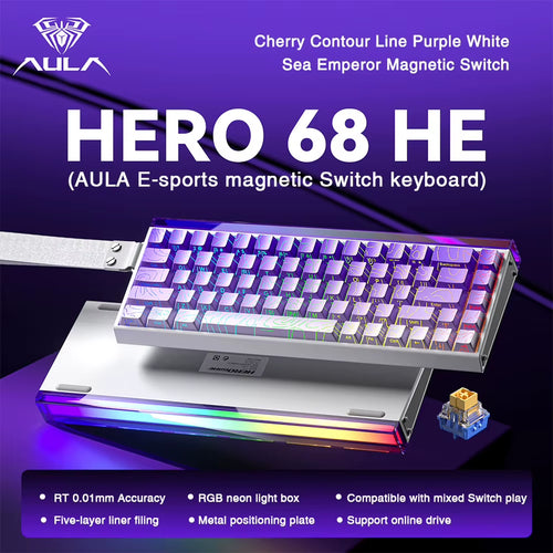 HERO 68HE Magnetic Switch Keyboard Rapid Trigger 8K Return Esports Gamer Keyboard RGB Wired Gaming Keyboard