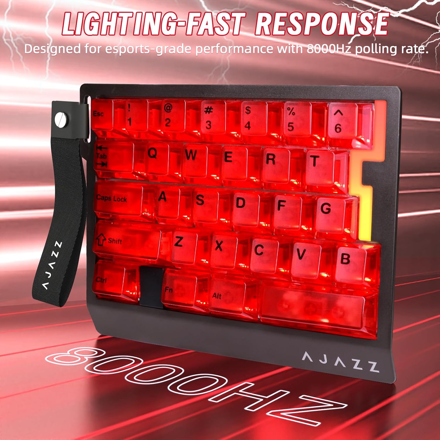 A.JAZZ AK029 Tastiera Da Gioco Cablata 29 Tasti per Una Mano, Polling Rate 8000Hz, Interruttori Magnetici RT 0.01Mm Hotswappable, 5 Strati Riduzione Del Rumore, RGB Colorato, Driver Web-Rosso