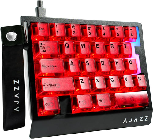 A.JAZZ AK029 Tastiera Da Gioco Cablata 29 Tasti per Una Mano, Polling Rate 8000Hz, Interruttori Magnetici RT 0.01Mm Hotswappable, 5 Strati Riduzione Del Rumore, RGB Colorato, Driver Web-Rosso